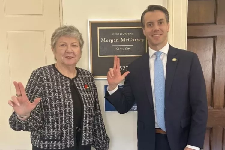 UofL President Kim Schatzel in Washington, D.C., as a guest of Rep. Morgan McGarvey