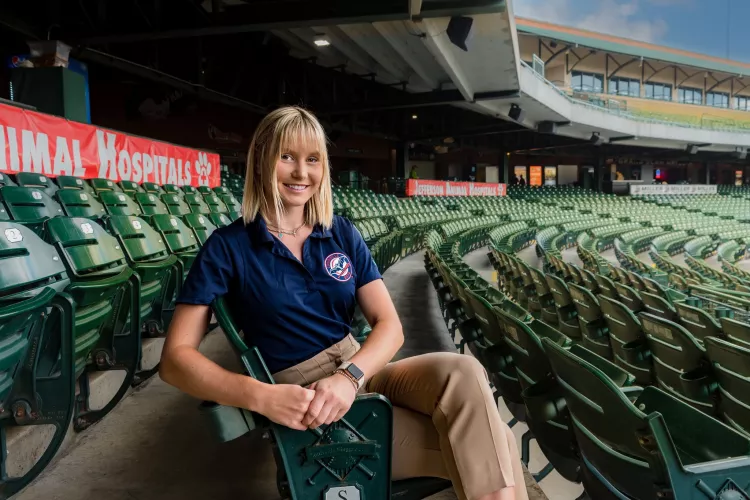 Sasha Gorchanyuk, a senior communications major with a minor in film studies, discovered her passion for and talent in working with corporate partnerships through her internship with the Louisville Bats Minor League Baseball team.