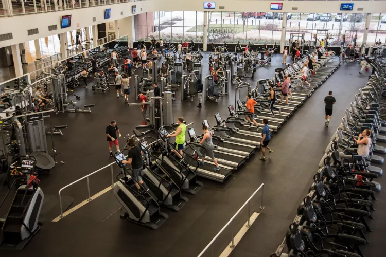 Overhead view of the first level of the Student Recreation Center