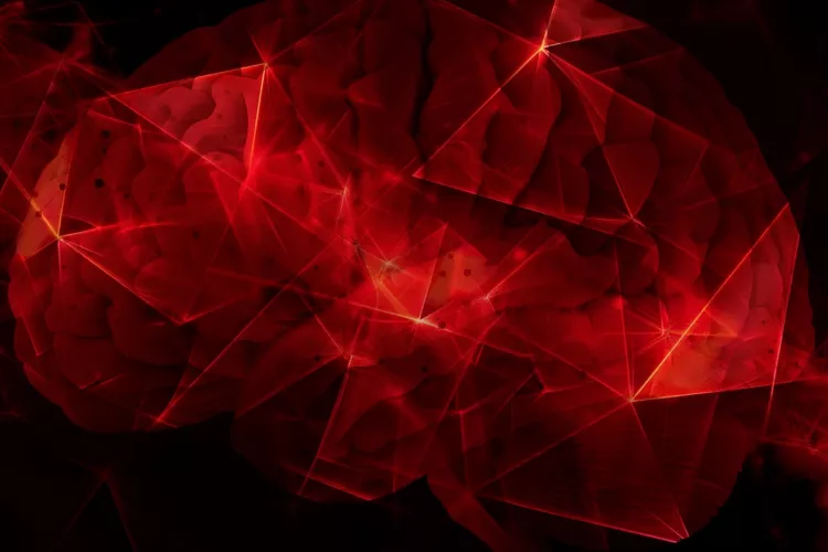 Illustration of a brain with mapped tumor regions