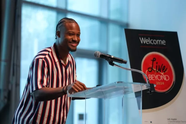 Perris Jones speaks at UofL Hospital