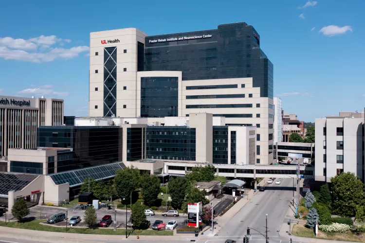 Large multi-story buildings with pedways across city street