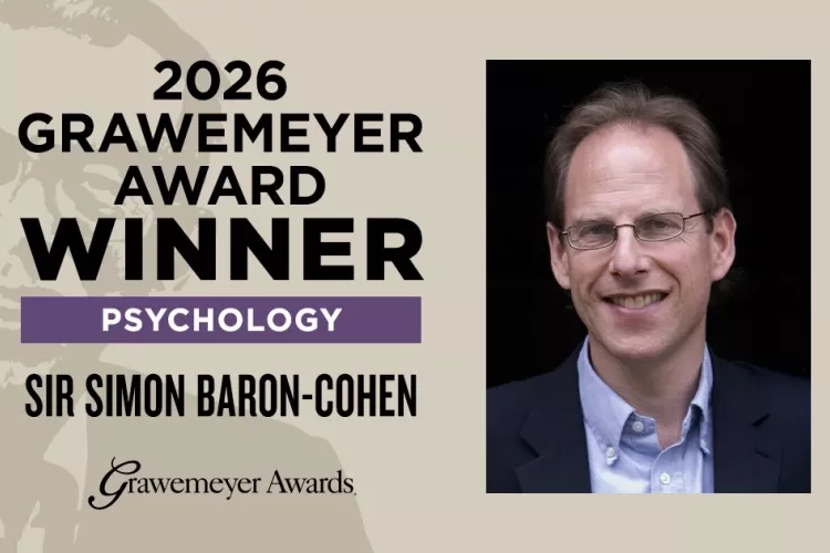 Sir Simon Baron-Cohen, winner of the 2026 Grawemeyer Award in Psychology, in announcement graphic.