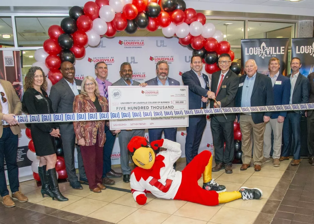 UofL College of Business faculty and representatives of Louisville Tourism and the Louisville Hotel Partnership celebrated the launch of a new minor in hospitality management