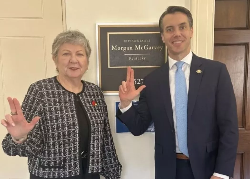 UofL President Kim Schatzel in Washington, D.C., as a guest of Rep. Morgan McGarvey