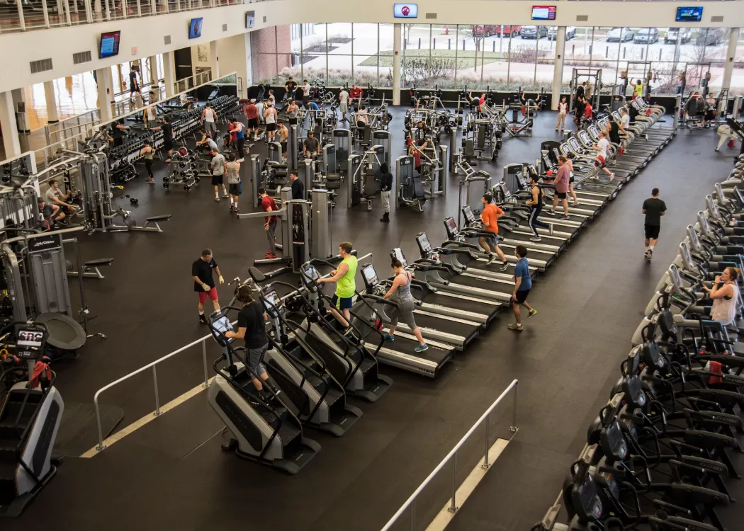 Overhead view of the first level of the Student Recreation Center