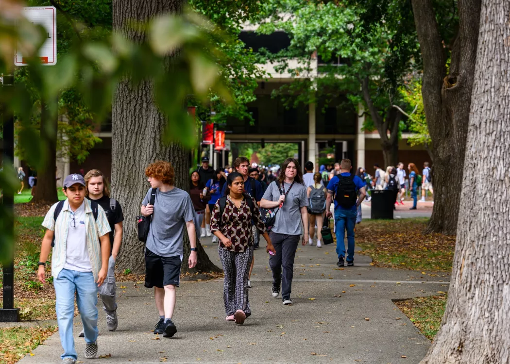 Students walking on Belknap Campus