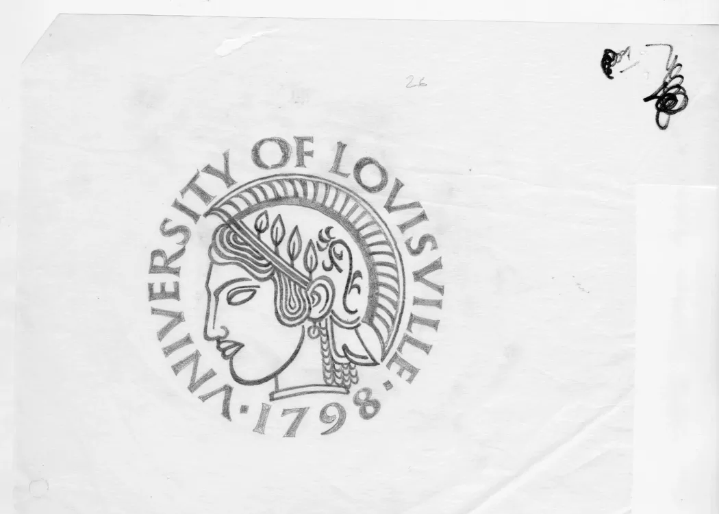 A rough sketch of UofL's Minerva seal.