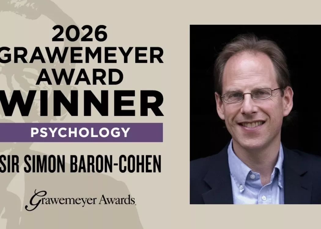 Sir Simon Baron-Cohen, winner of the 2026 Grawemeyer Award in Psychology, in announcement graphic.
