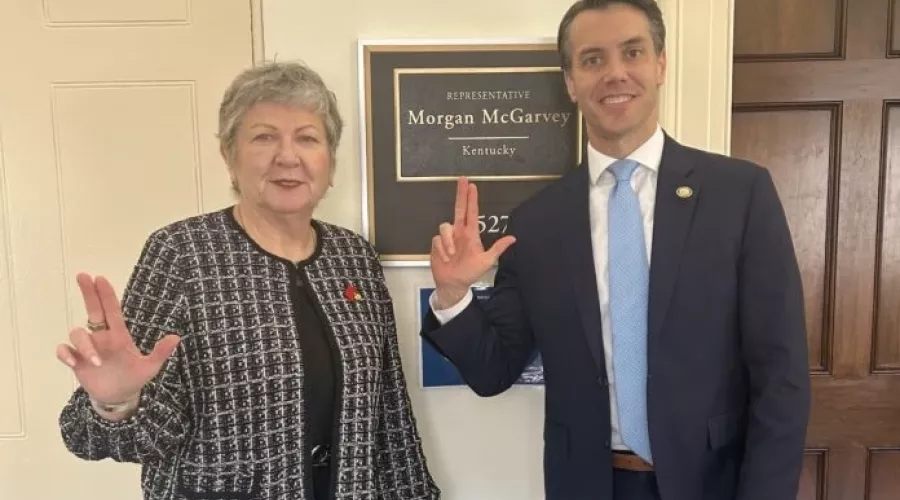 UofL President Kim Schatzel in Washington, D.C., as a guest of Rep. Morgan McGarvey