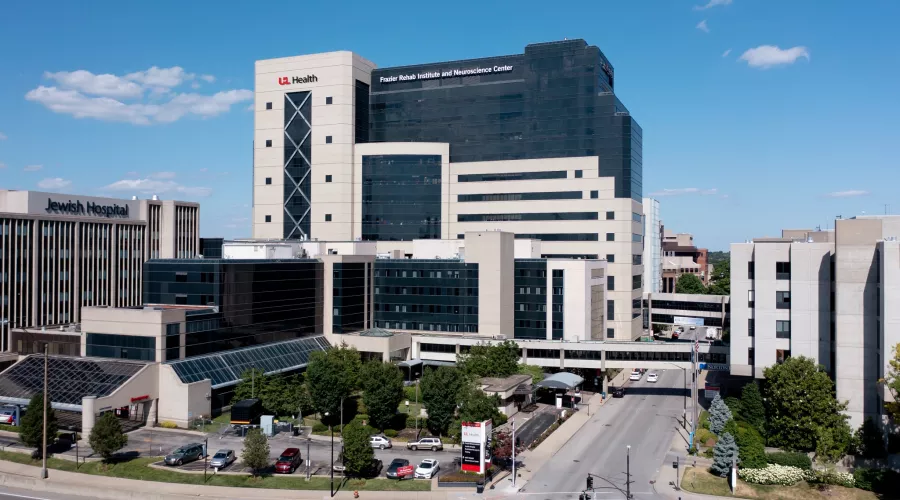 Large multi-story buildings with pedways across city street