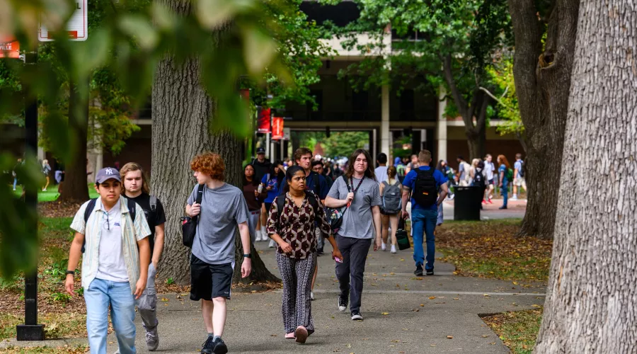 Students walking on Belknap Campus