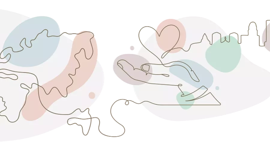 An abstract, continuous-line illustration