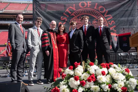 UofL President Gerry Bradley with his wife and five sons on inauguration day.