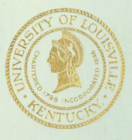 Gold embroidered archival University of Louisville seal