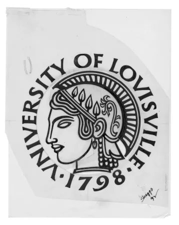 Tracing paper sketch of an updated university seal